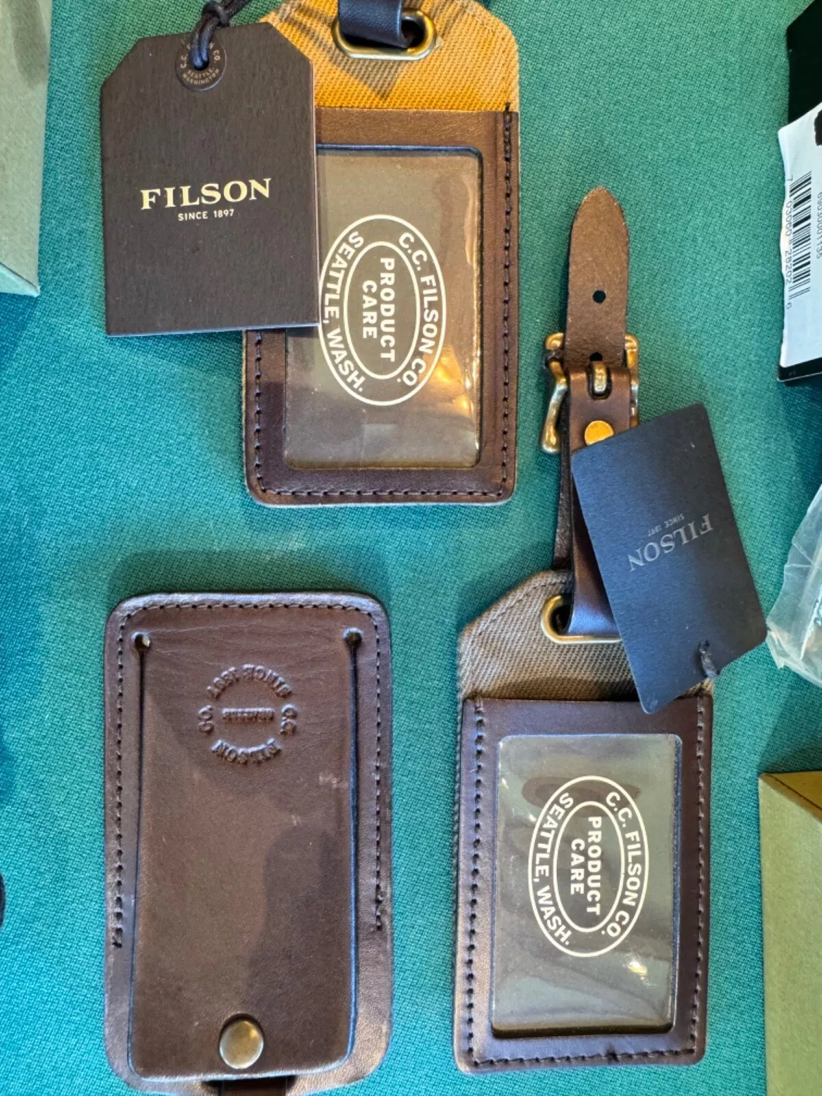 FILSON Dawson Leather LUGGAGE TAG Black Rare New with Tags Original Bo ...