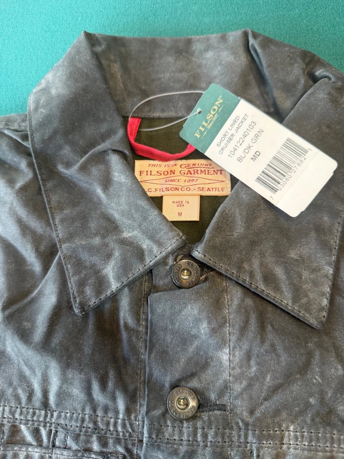 Filson Vintage NWT Short Lined Cruiser Jacket Soy Wax Black Medium 10412 USA Rare