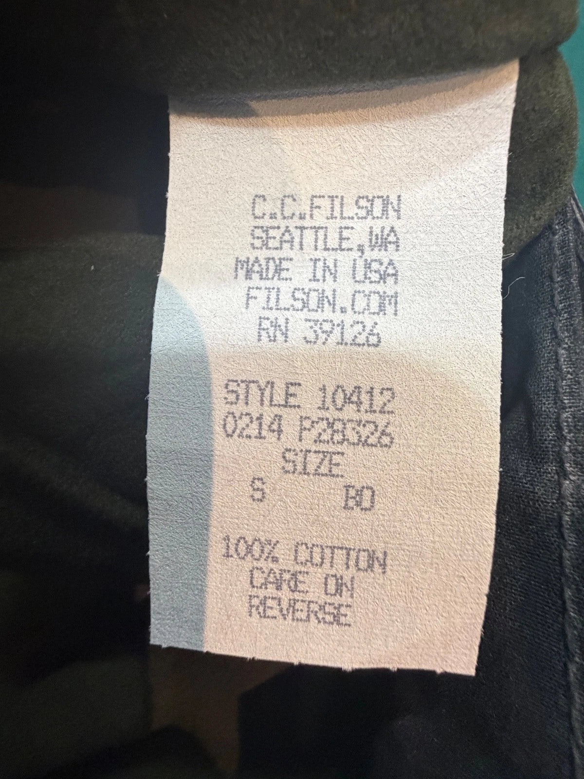 Filson Vintage NWT Short Lined Cruiser Jacket Soy Wax Black Gr # 10412 USA Rare Small