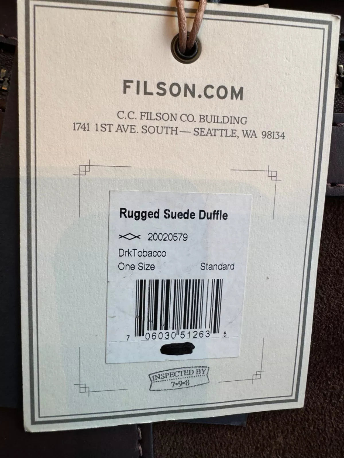 Grail Filson Rugged Suede Duffle Dark Tobacco New With Tags