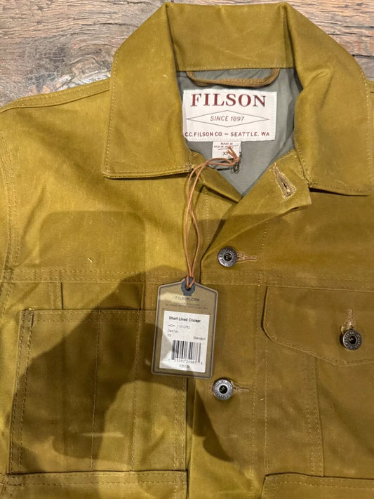 Rare Filson Tin Cloth Short Lined Cruiser | Extra Small Made in USA | Dark Tan 11010762