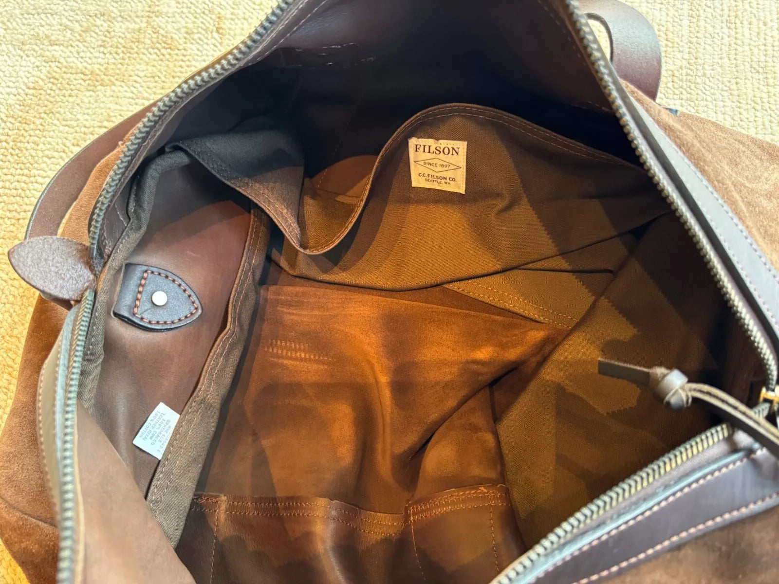 Grail Filson Rugged Suede Duffle Dark Tobacco New With Tags