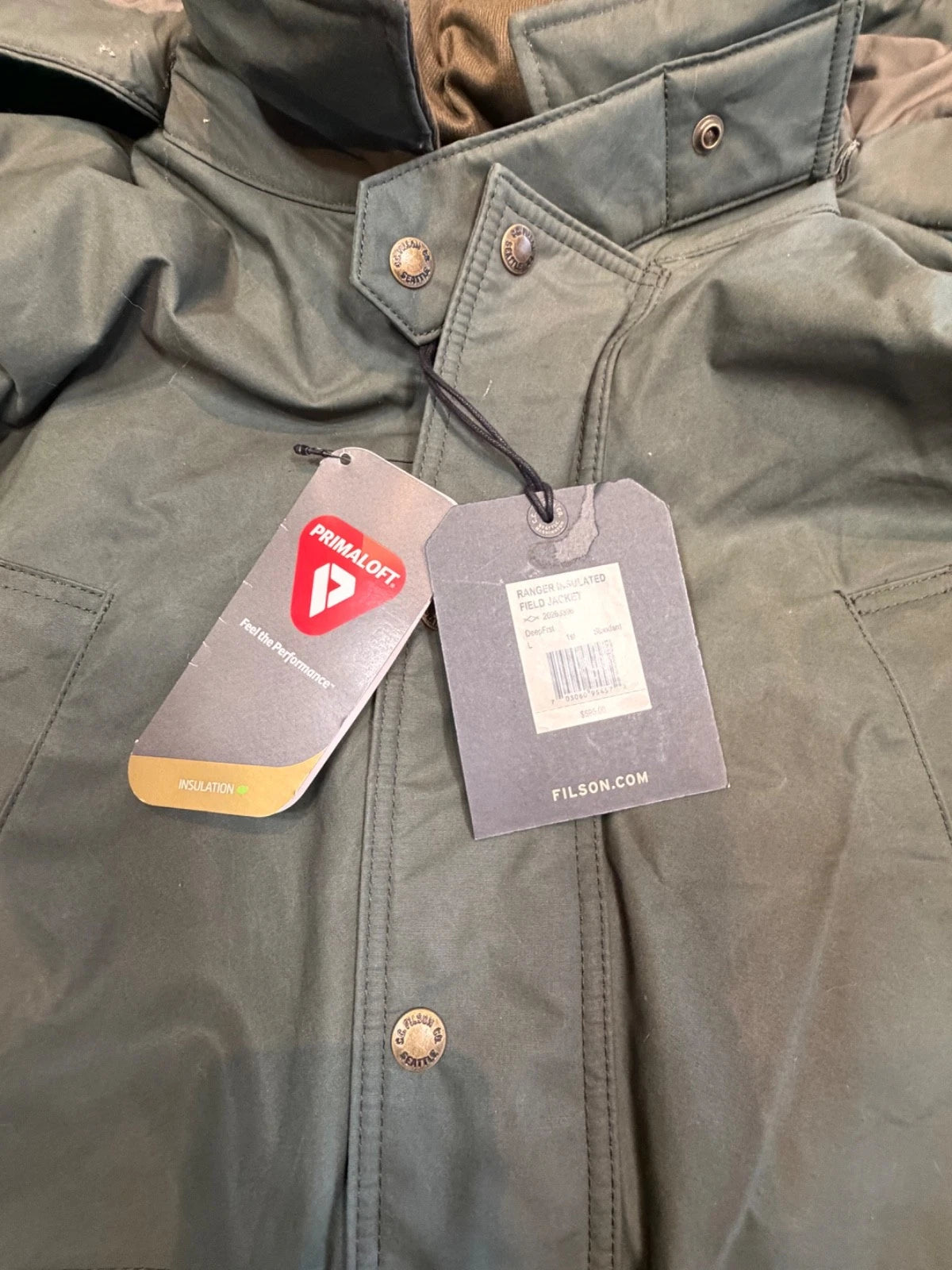 Filson Ranger Insulated Field Jacket Large NWT #20263396 Deep Forest Green Cover