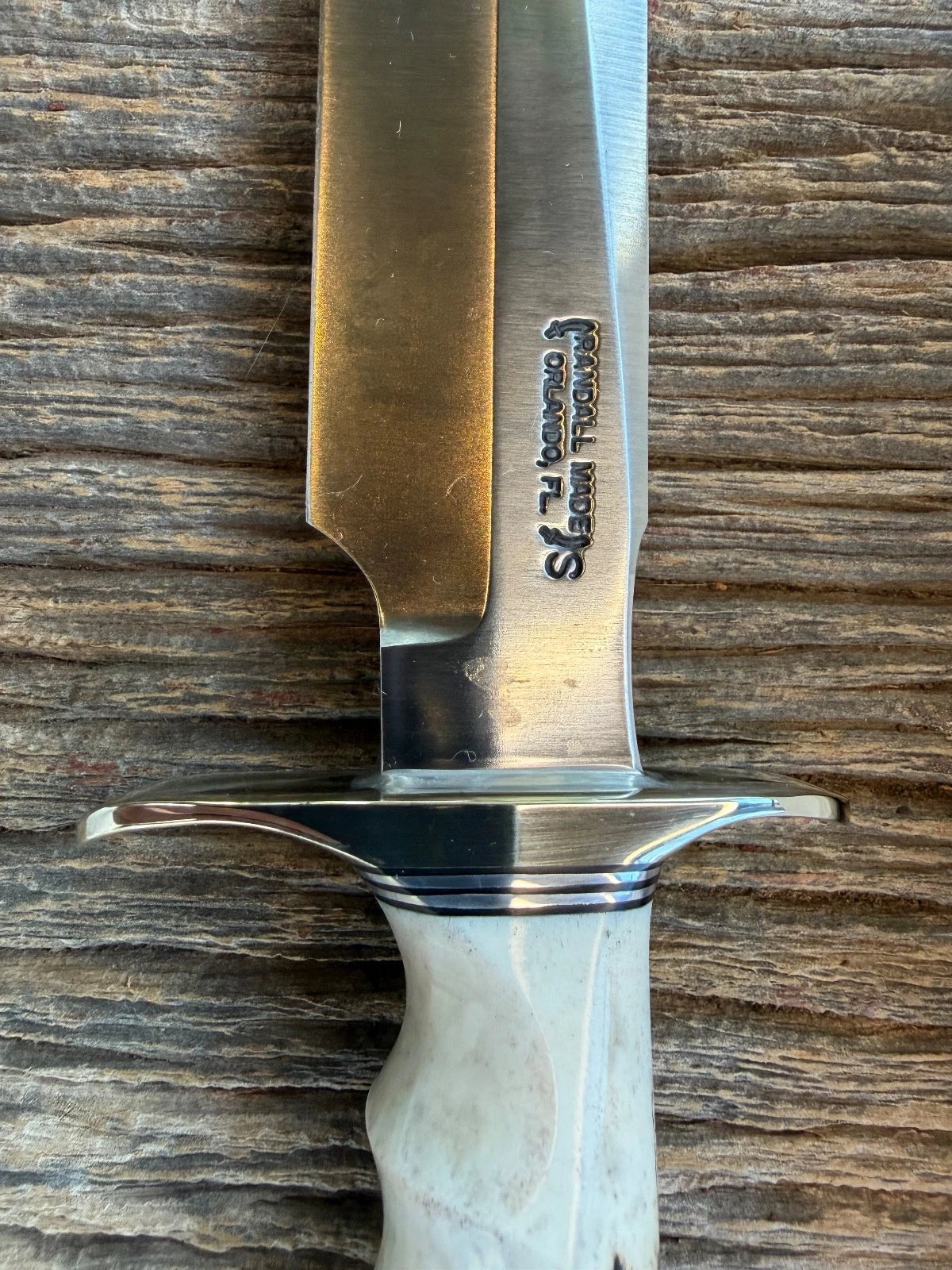 New in Paper Randall Made Knife Model 1-8 Stag Finger Grooves Stainless Nickel Hilt