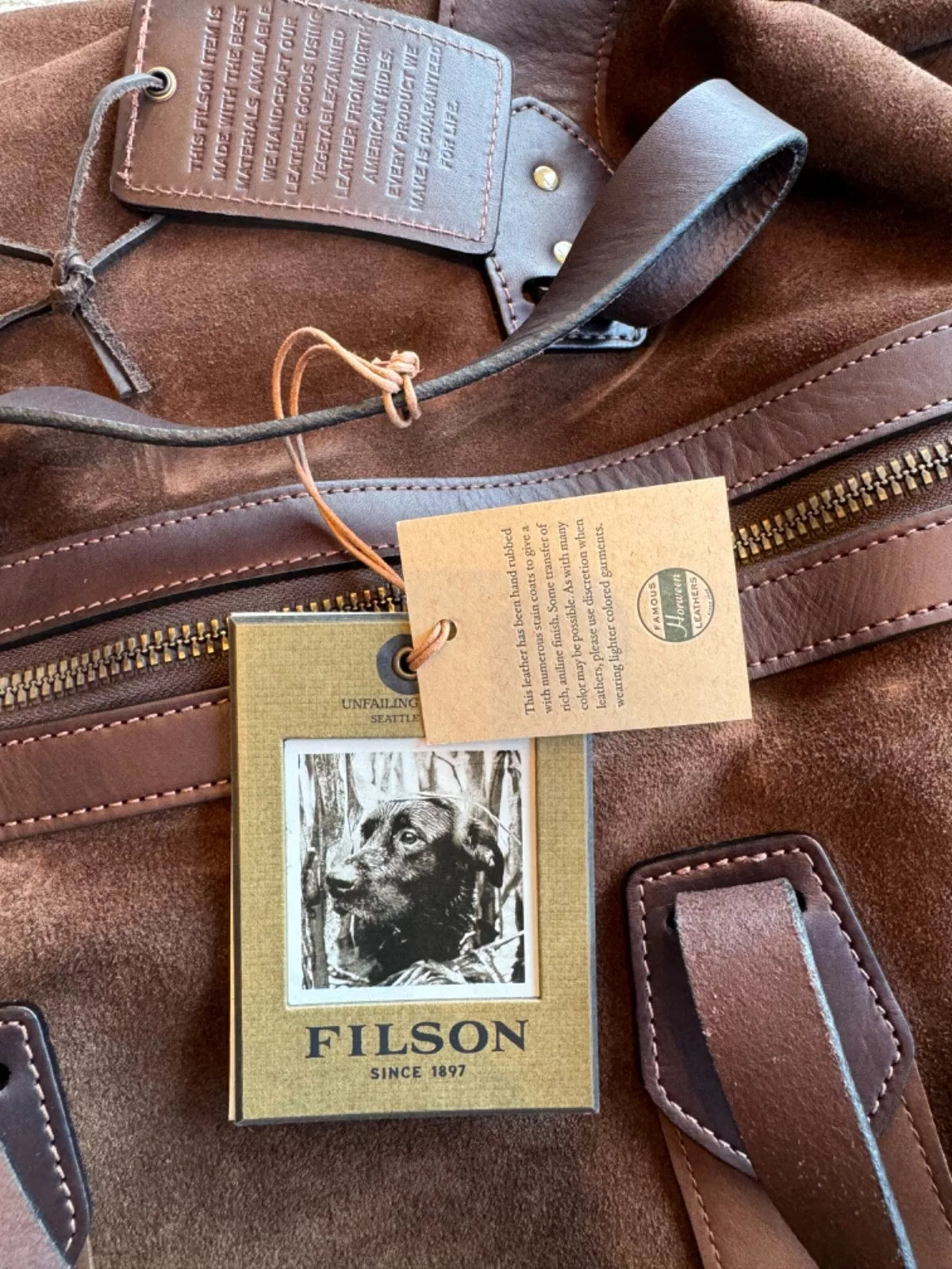 Grail Filson Rugged Suede Duffle Dark Tobacco New With Tags