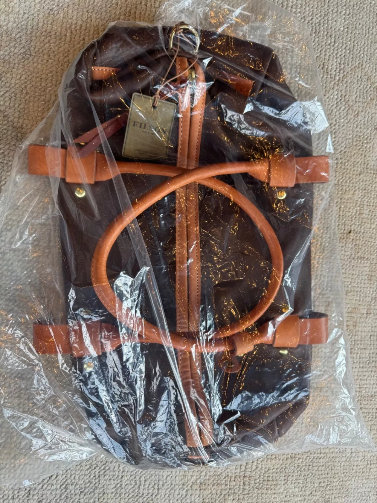 NWT Filson x Ranchlands Duffle Bag 20111492 MADE USA Leather Dark Brown Tan Rare