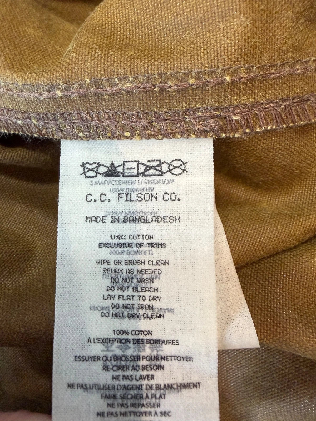 Filson Tin Cloth Quarter Zip Pullover 20263399 Medium Dark Tan Khaki Waxed Oil