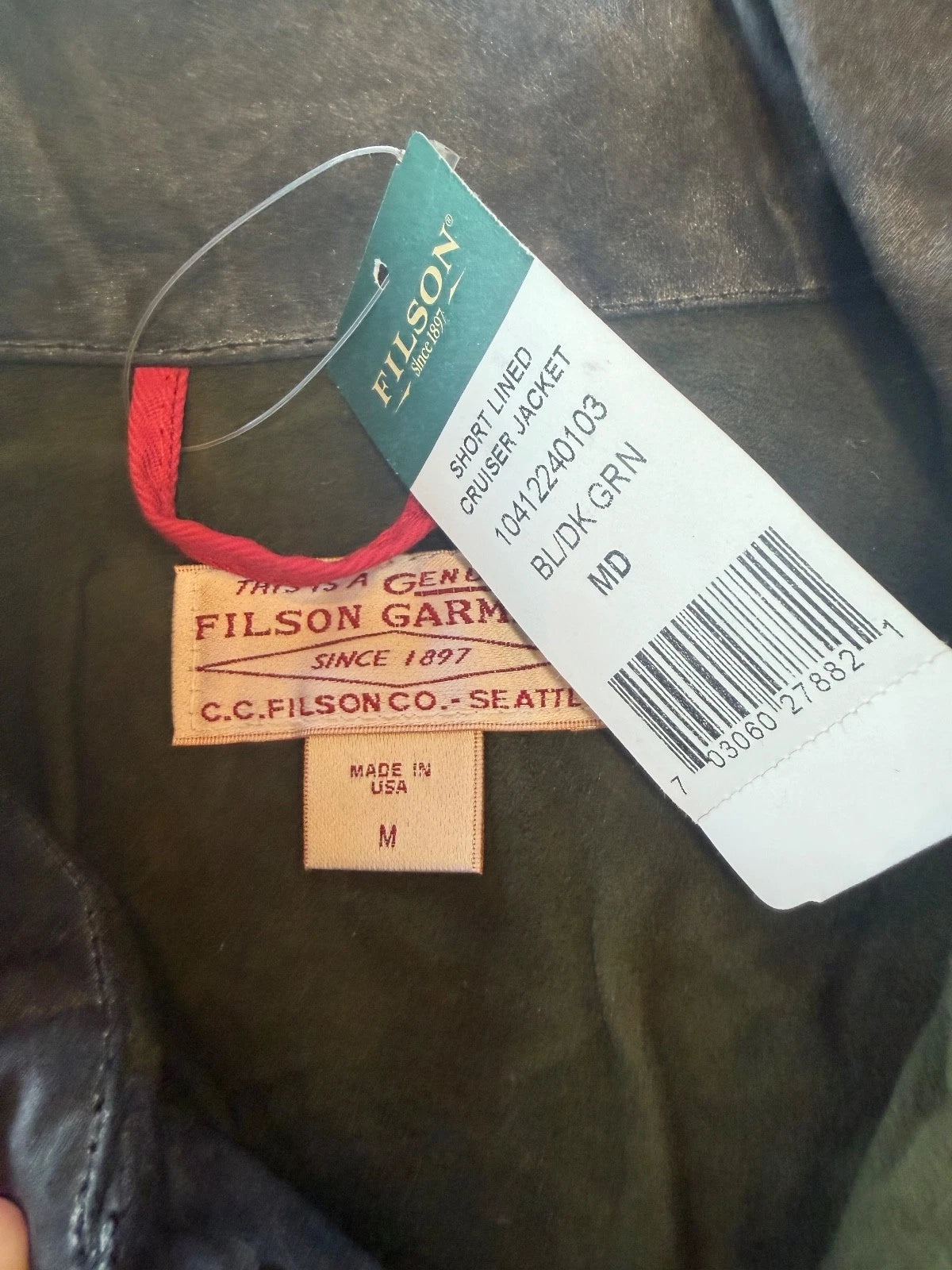 Filson Vintage NWT Short Lined Cruiser Jacket Soy Wax Black Medium 10412 USA Rare