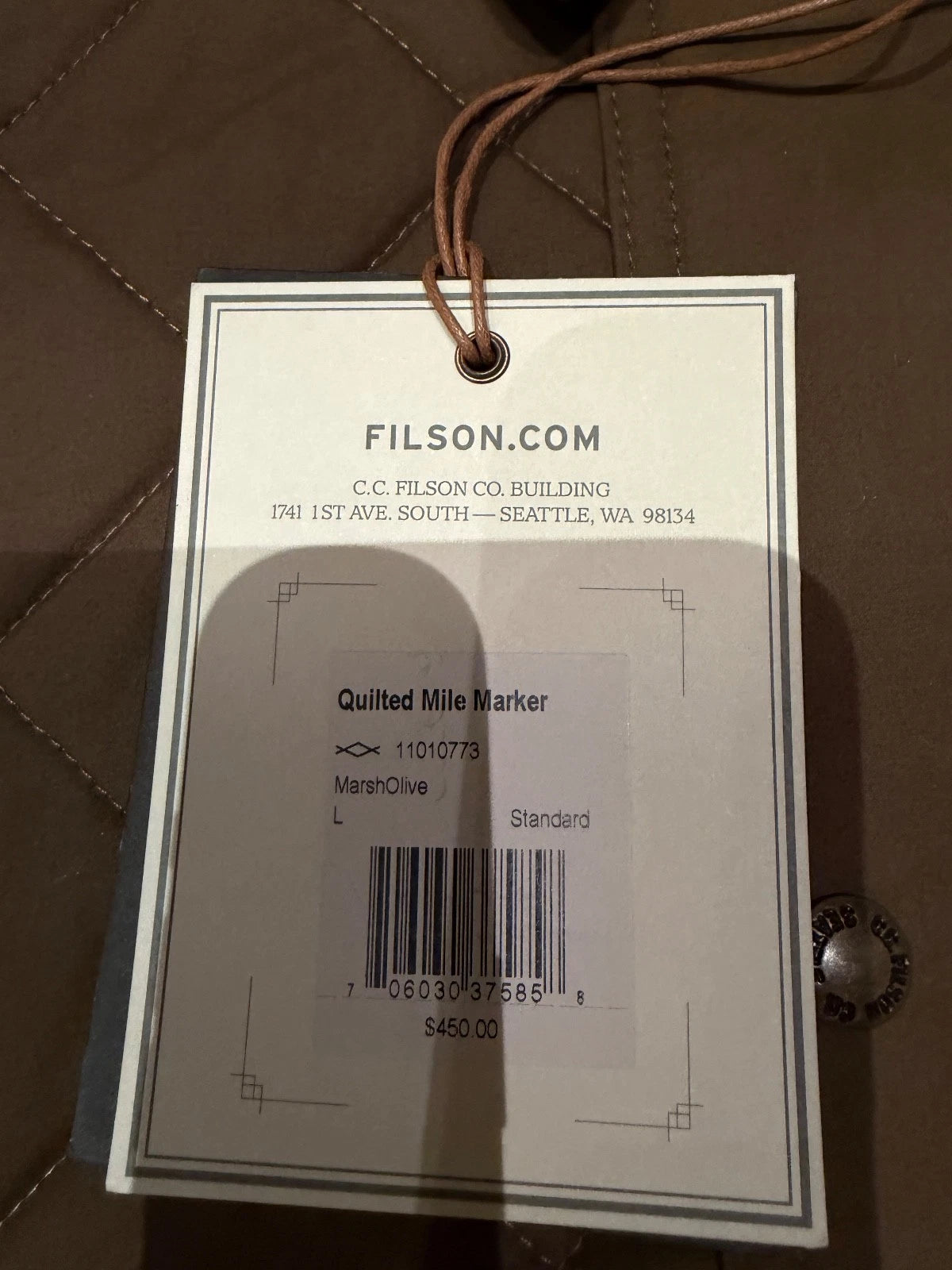 Filson Quilted Mile Marker Jacket NWT Vintage 11010773 Marsh Olive Large USA