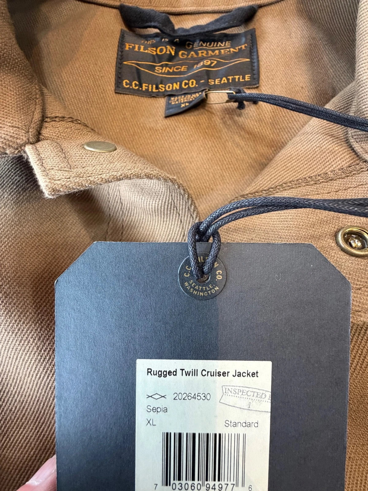 FILSON Rugged Twill Cruiser Heavy Cotton Jacket USA Made XL Sepia New 20264530 (Copy)