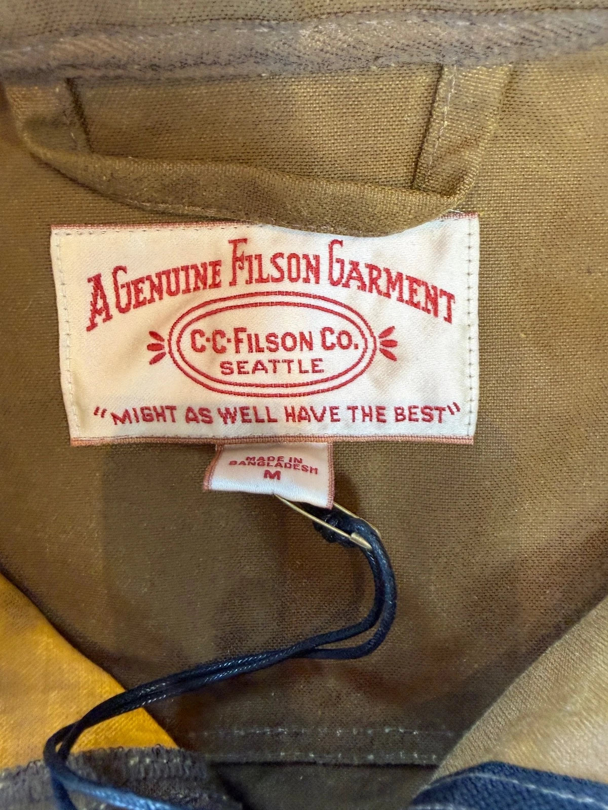 Filson Tin Cloth Quarter Zip Pullover 20263399 Medium Dark Tan Khaki Waxed Oil
