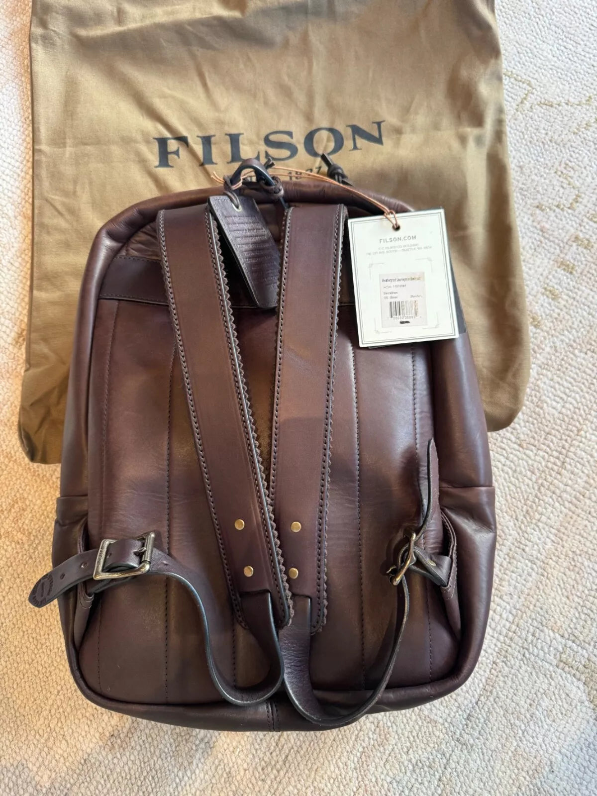 Filson NWT Weatherproof Leather Journeyman Backpack Sierra Brown NWT Grail Rare 11070398