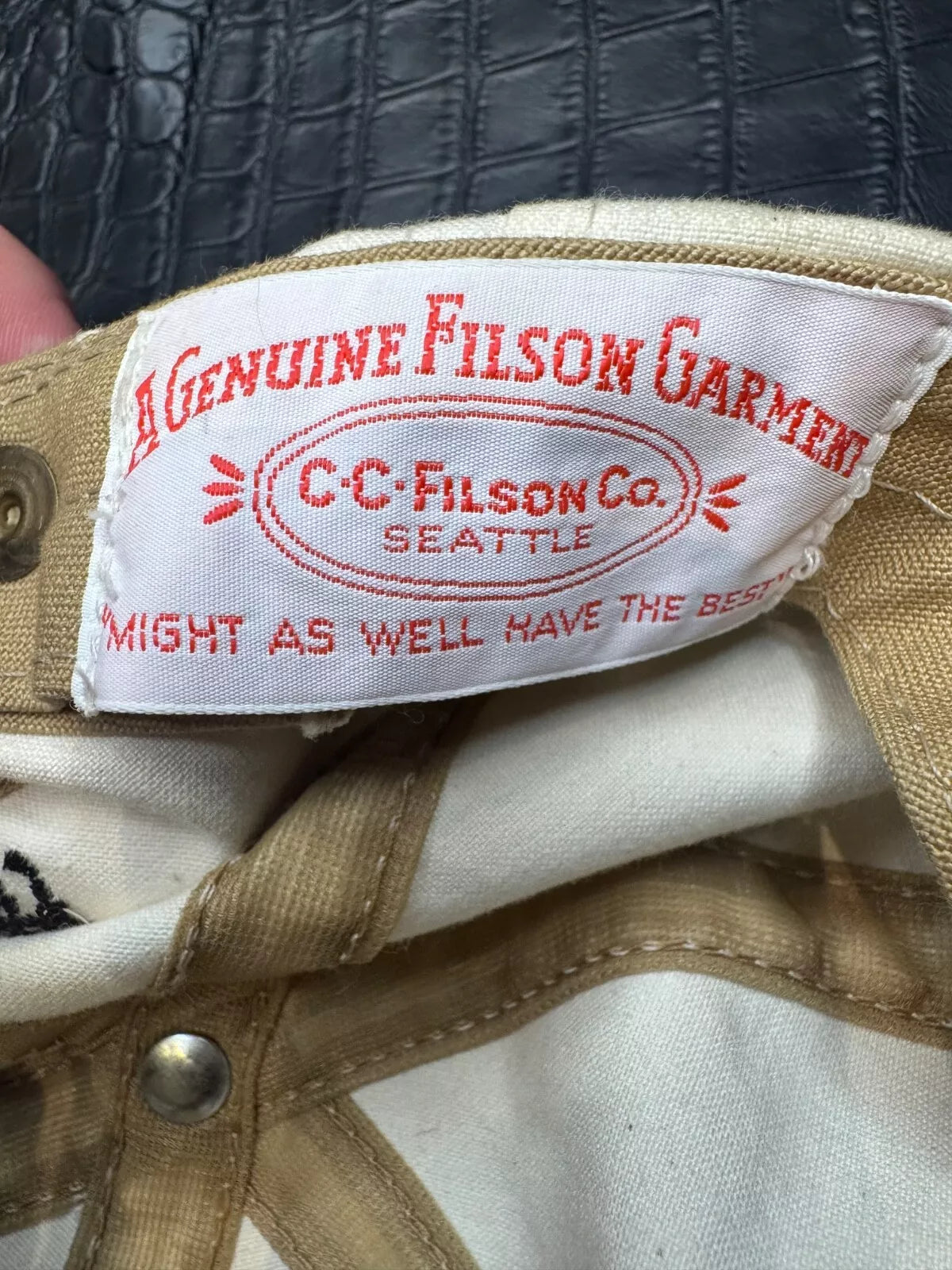 Vintage Filson Cloth Custom Strapback Cap Spanish Peaks Bozeman Montana USA