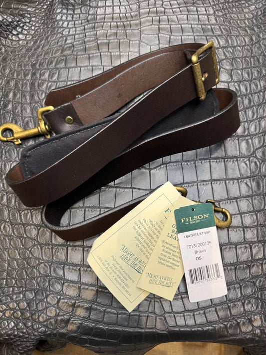 Filson Leather Shoulder Strap MADE IN USA Brown Bridle Brass Adjustable Vintage 70137200135