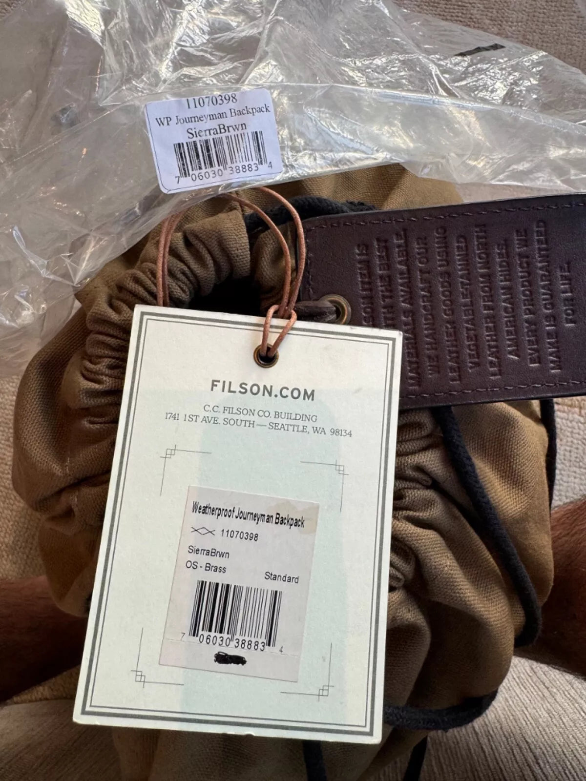 Filson NWT Weatherproof Leather Journeyman Backpack Sierra Brown NWT Grail Rare 11070398