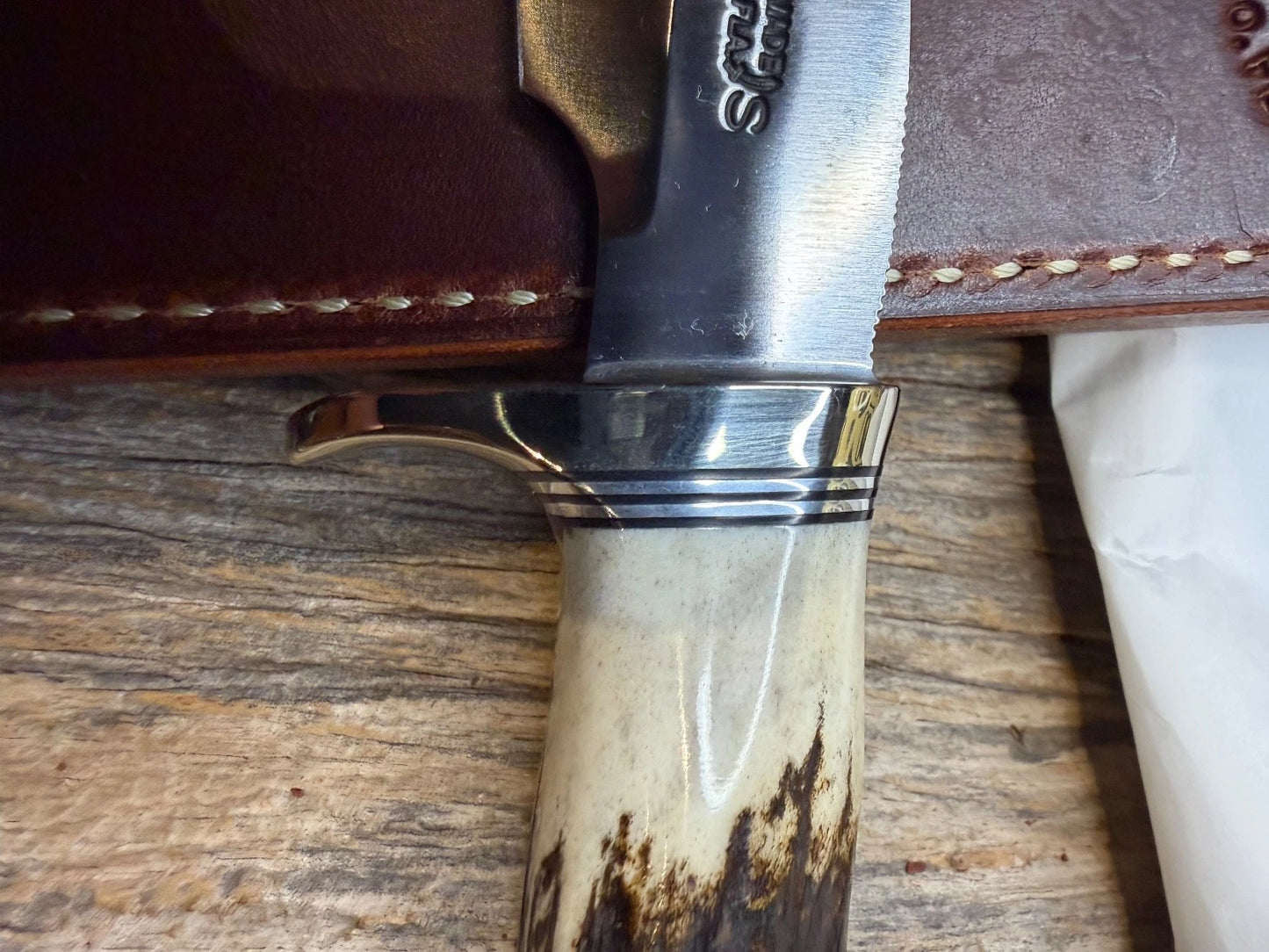 New in Paper Randall Made Knife Model 6-9 Stag Filet Steak Stainless Nickel Hilt