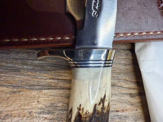 New in Paper Randall Made Knife Model 6-9 Stag Filet Steak Stainless Nickel Hilt