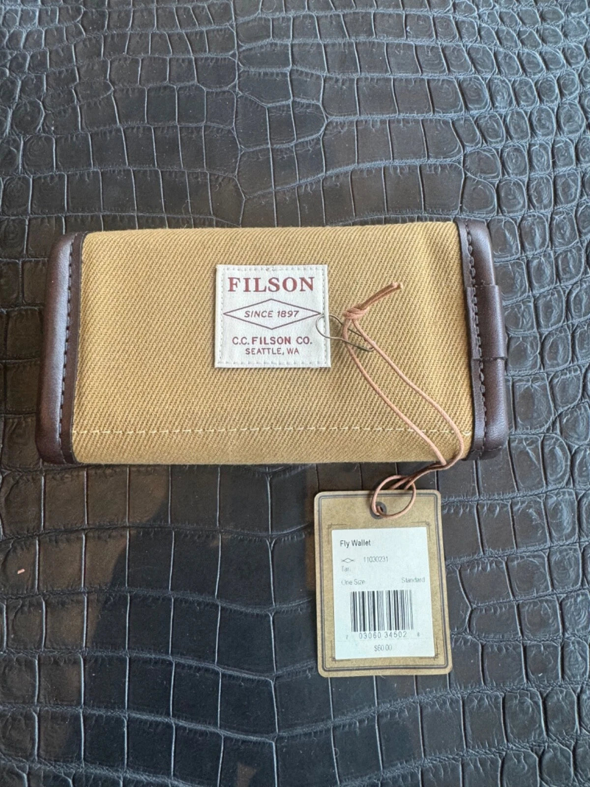 Rare New Tags Filson Rugged Twill Tin + Shearling Fly Fishing Wallet Made in USA