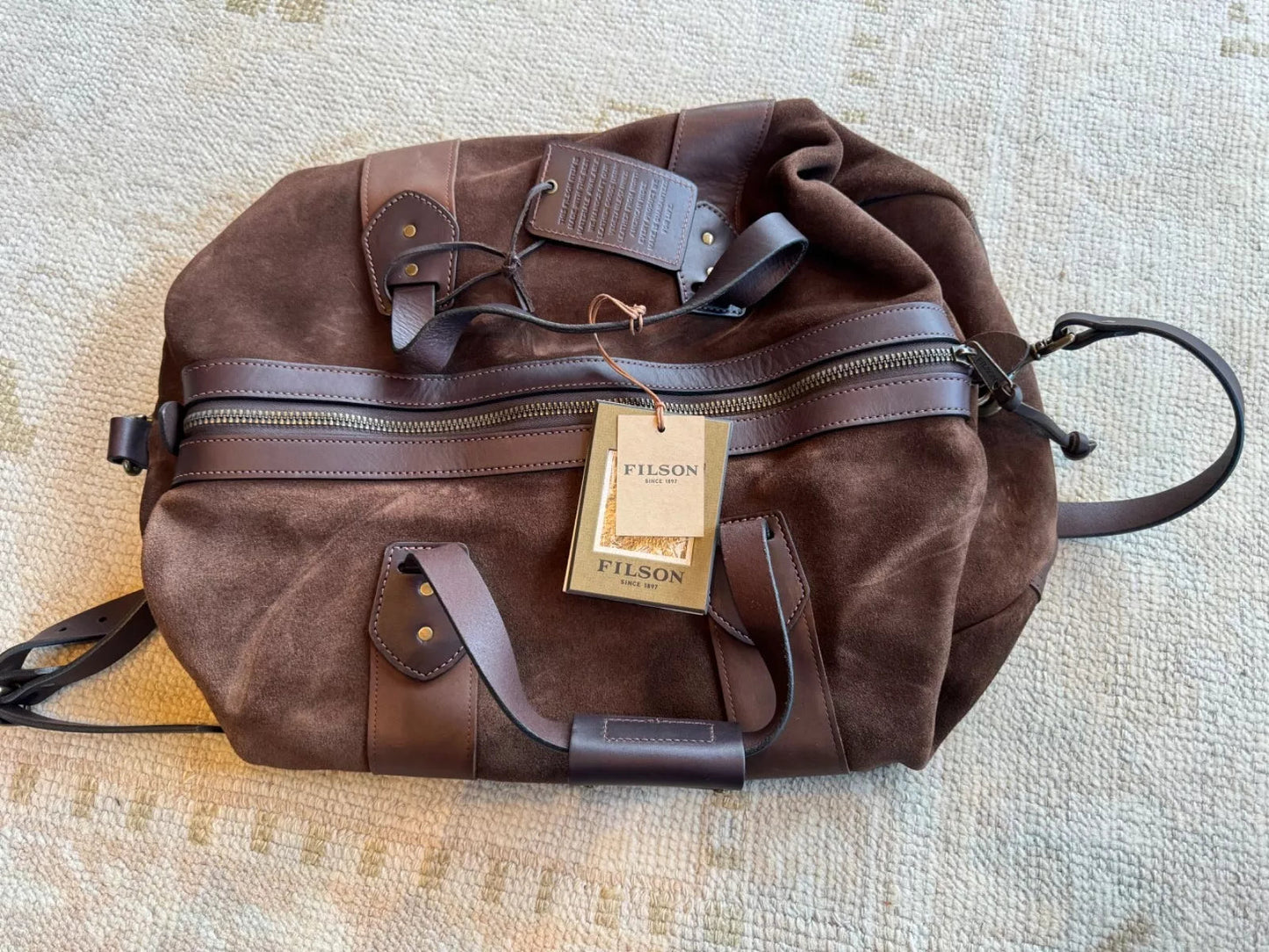 Grail Filson Rugged Suede Duffle Dark Tobacco New With Tags