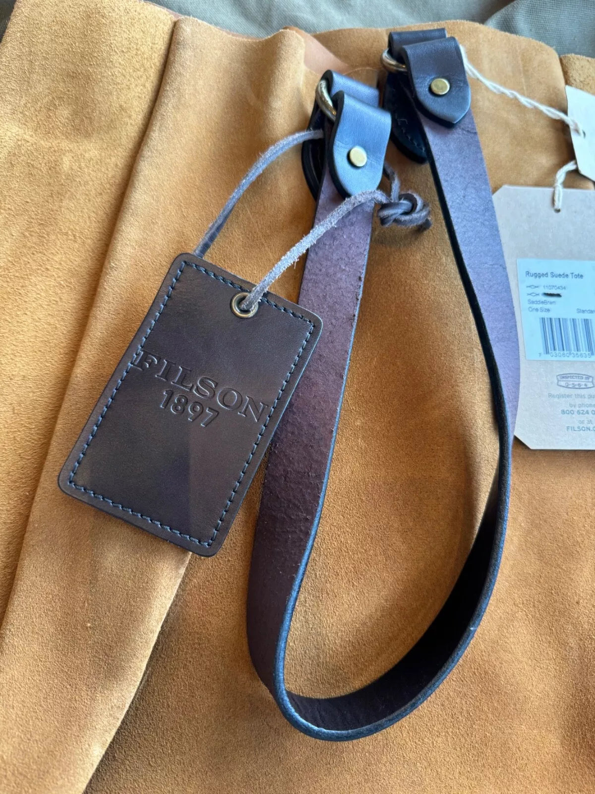 FILSON RUGGED SUEDE TOTE SADDLEBROWN ONE SIZE NWT RARE USA MADE LONG GONE!! -11070434