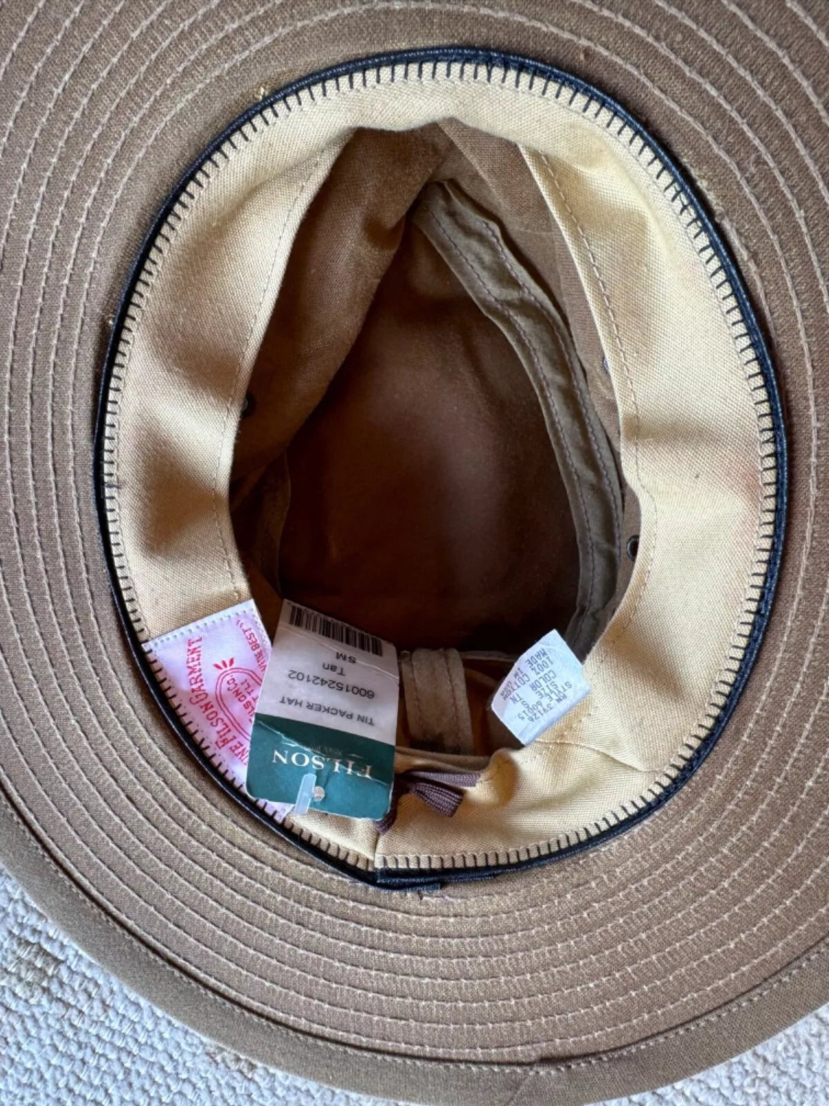 NWT Rare Filson Tin Packer Hat: S Small: Tan Made in USA