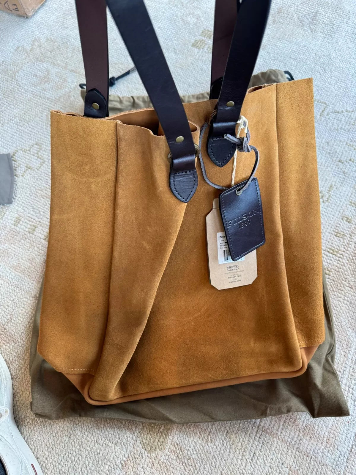 FILSON RUGGED SUEDE TOTE SADDLEBROWN ONE SIZE NWT RARE USA MADE LONG GONE!! -11070434
