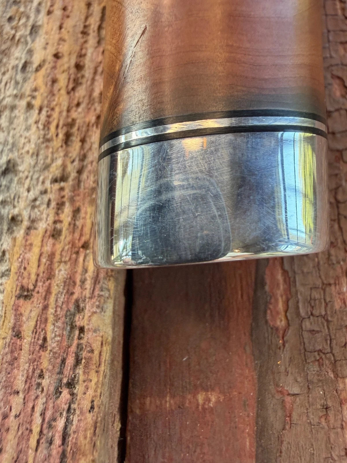 New Paper Randall Made Knife Model 23 Thuya Burl Wood Stainless Nickel Hilt