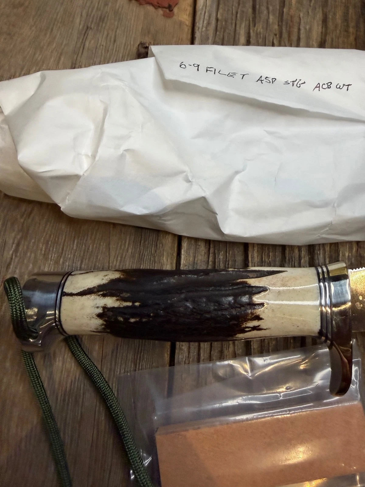 New in Paper Randall Made Knife Model 6-9 Stag Filet Steak Stainless Nickel Hilt